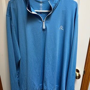 Rhoback Navy and Light Blue Striped Quarter-Zip